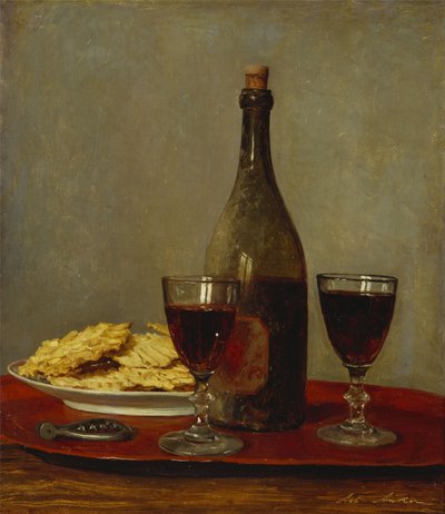 Nature Morte avec Deux Verres de Vin Rouge - Albert Anker